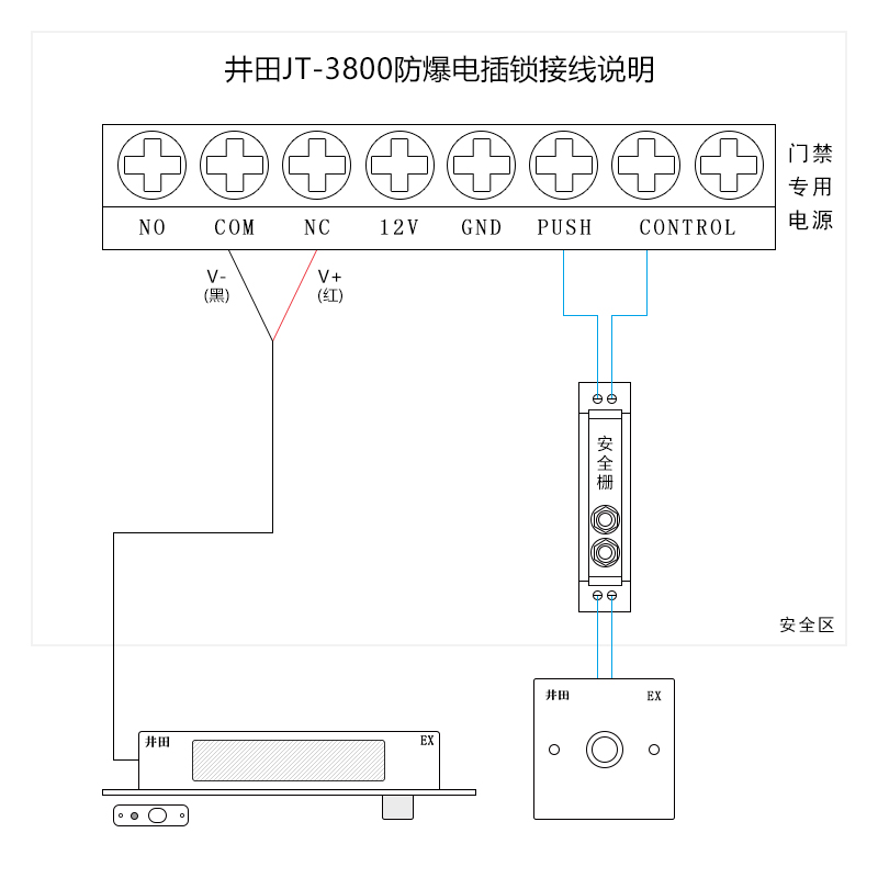井田防爆电插锁 JT-3800 接线说明